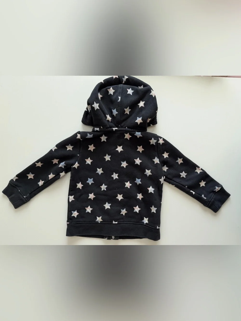 GAP 3T Black Star Zip-Up Hoodie with Pink & Light Blue Stars